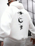 Manfinity Homme Men'S Ultra Loose Fit Moon & Planet Printed Hoodie
